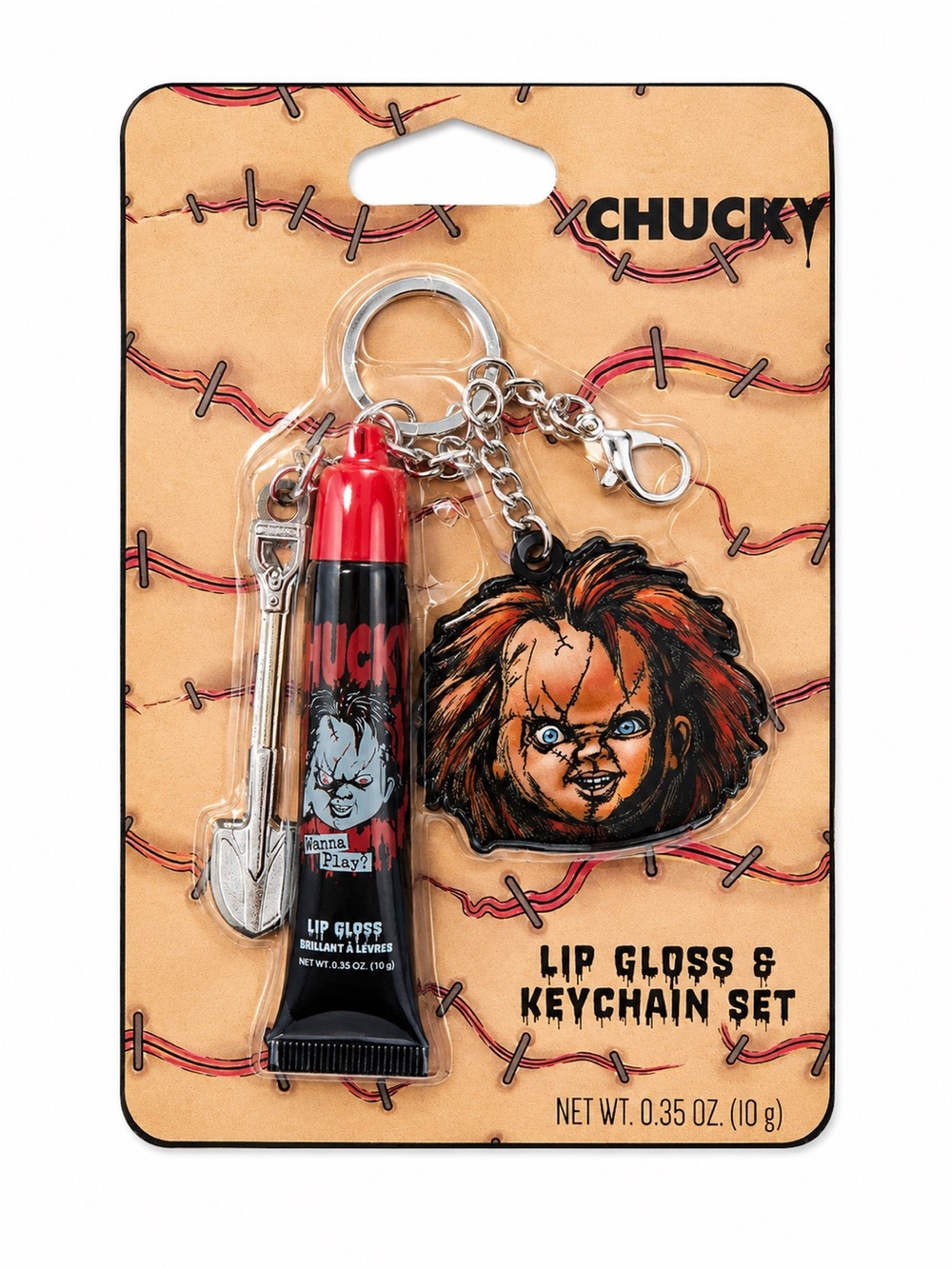 Chucky Lip Gloss & Keychain Set Horror Collectible NEW